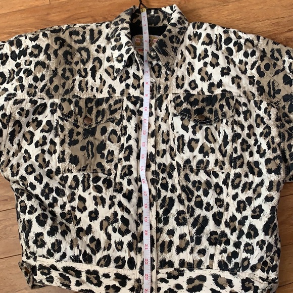 Vintage Gene Ewing BIS Wrinkled Rich Denim Quilted Leopard Print Coat Size Small - Picture 10 of 16
